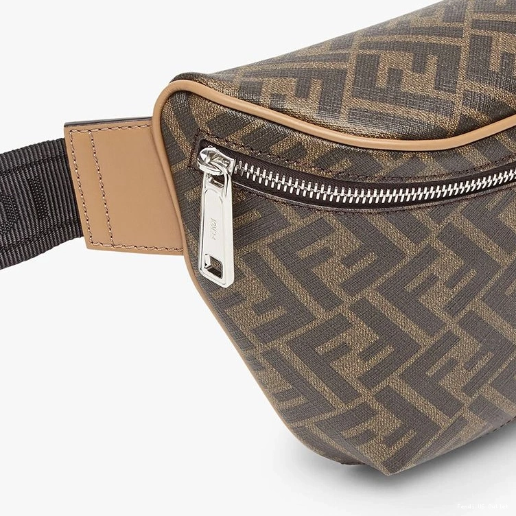 Vintage HOT Belt Fendi Bag FF Black Motif In Brown Fabric 0720